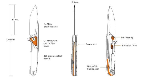 Нож складной RUiKE P875-SZ (Сталь_14C28N/ Гравировка+Carbon)